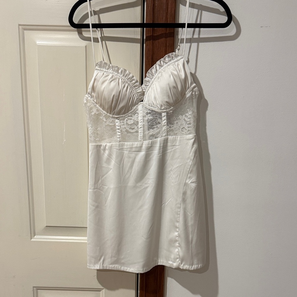 Hello Molly Ivory Satin and Lace Chemise